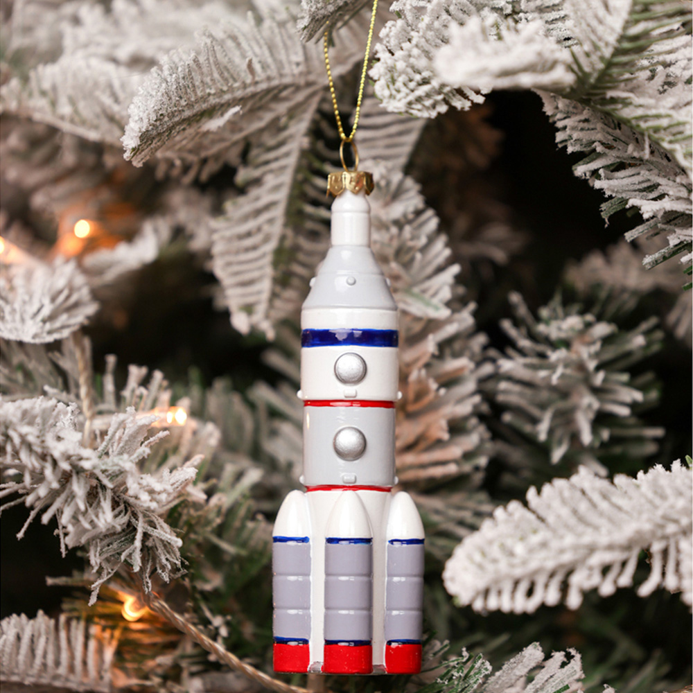 The Seasonal Gift Co. Toy Shop Hanging Rocket Christmas Tree Decoration Image 2