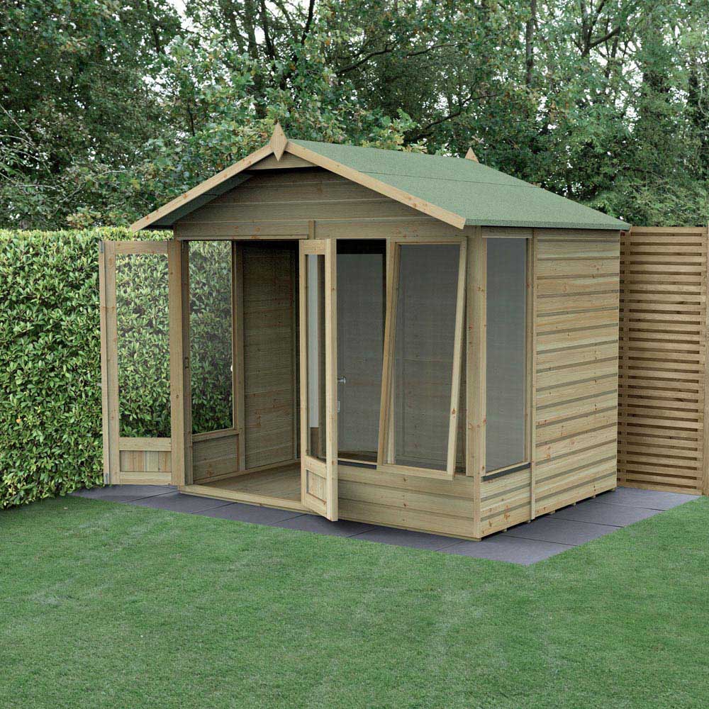 Forest Garden Beckwood 8 x 6ft Single Front Opening Shiplap Apex Summerhouse Image 2
