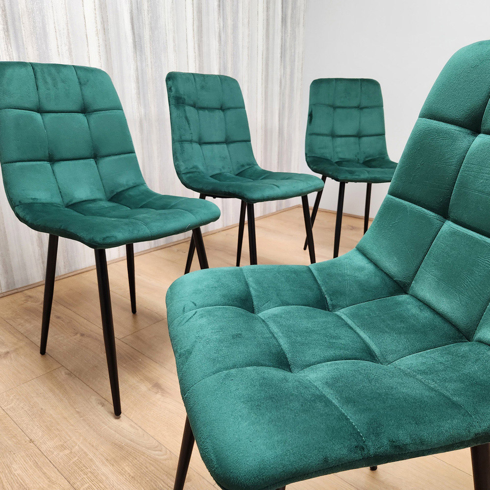 Denver Set of 4 Green Velvet Dining Chairs Image 2