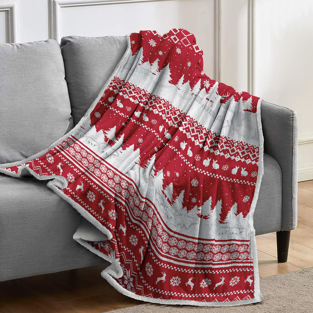 Velosso Red Nordic Teddy Sherpa-Lined Reversible Throw 127 x 152cm Image 2
