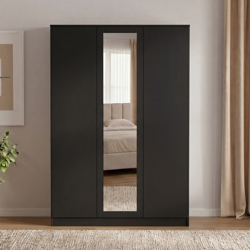 VIDA DESIGNS Denver 3 Door Black Mirrored Wardrobe Image 3