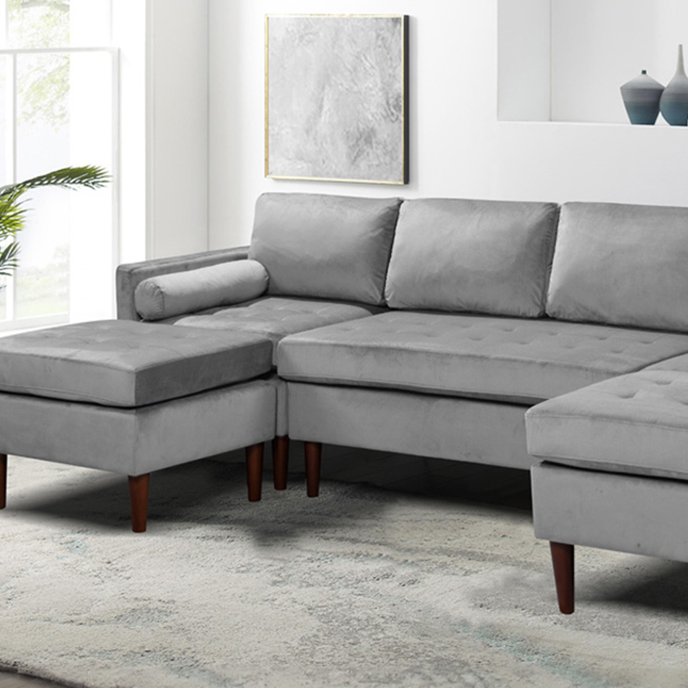 Brooklyn 6 Seater Light Grey Modular Fabric Sofa Image 2