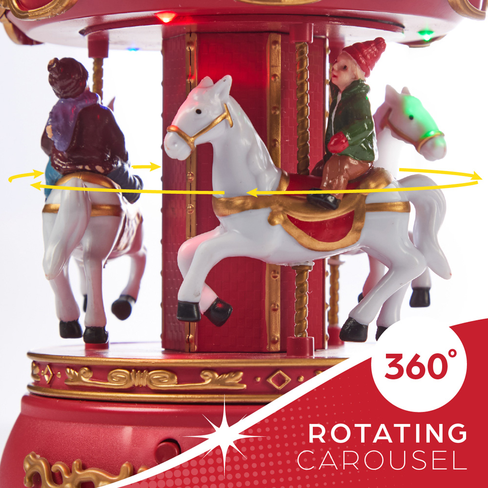 The Christmas Workshop LED Rotating Carousel Decoration Ornament with Classic Carols Image 8