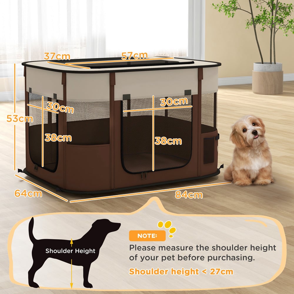 PawHut Brown Portable Small Animal Playpen Medium Image 7