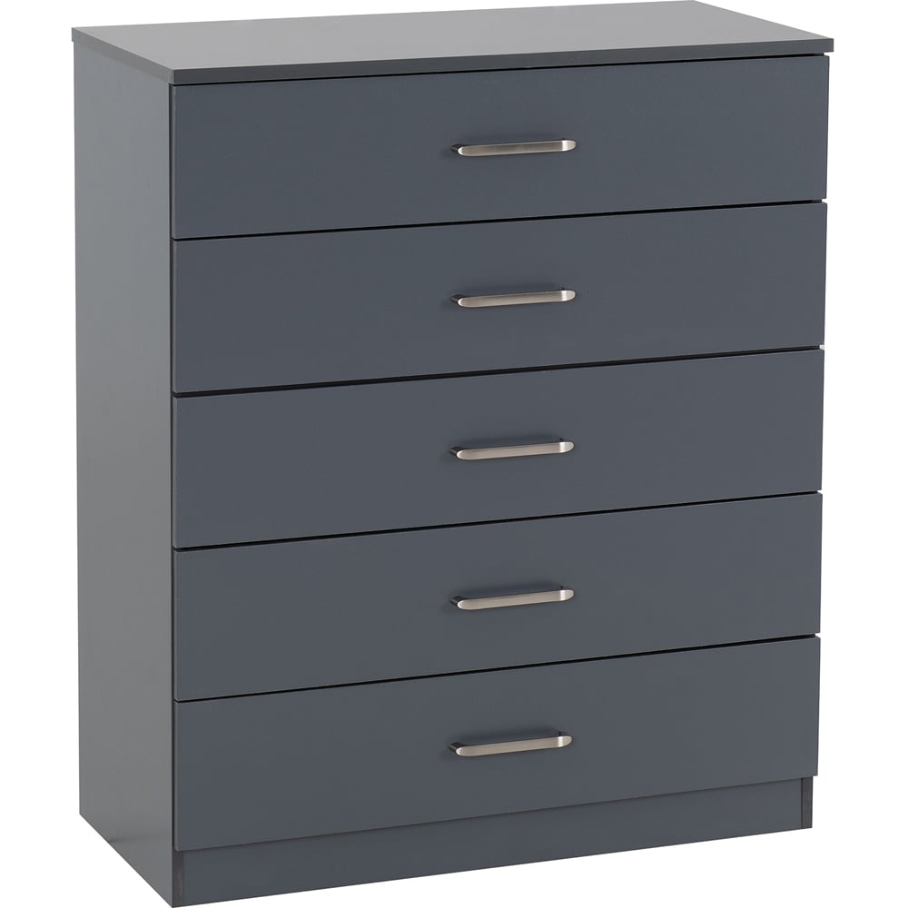 Seconique Dakota 5 Drawer Dark Grey Storage Chest Image 2