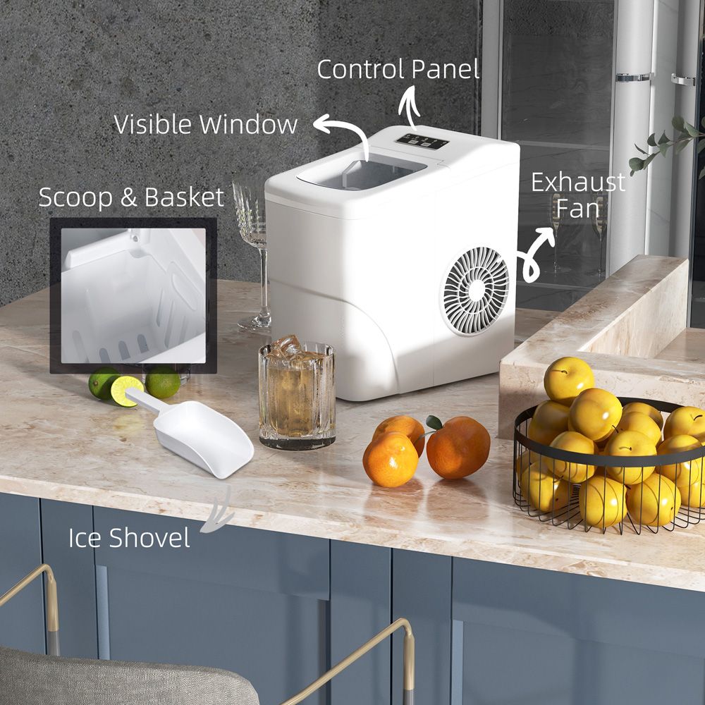 HOMCOM 800-063V70WT White Ice Maker Machine Image 5
