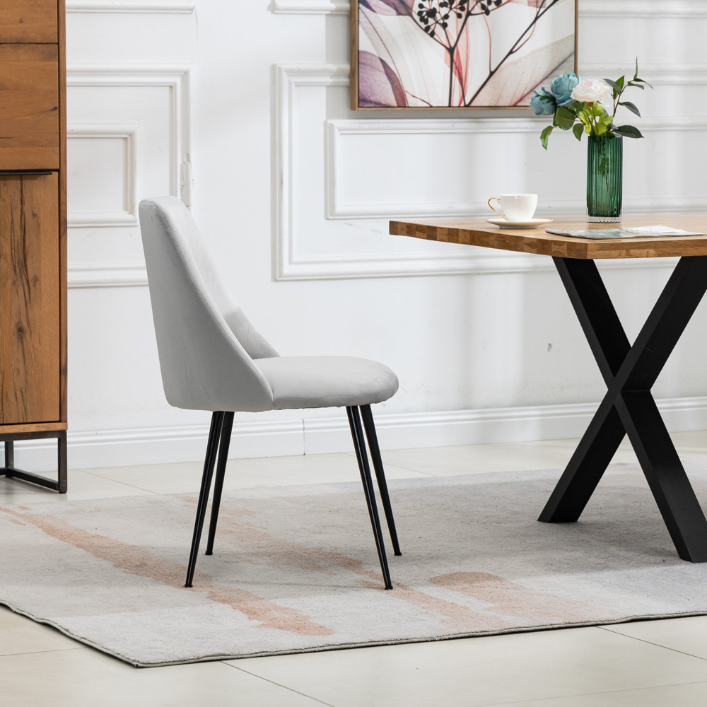 Artemis Home Morandi Set of 2 Silver Velvet Dining Chair Image 3