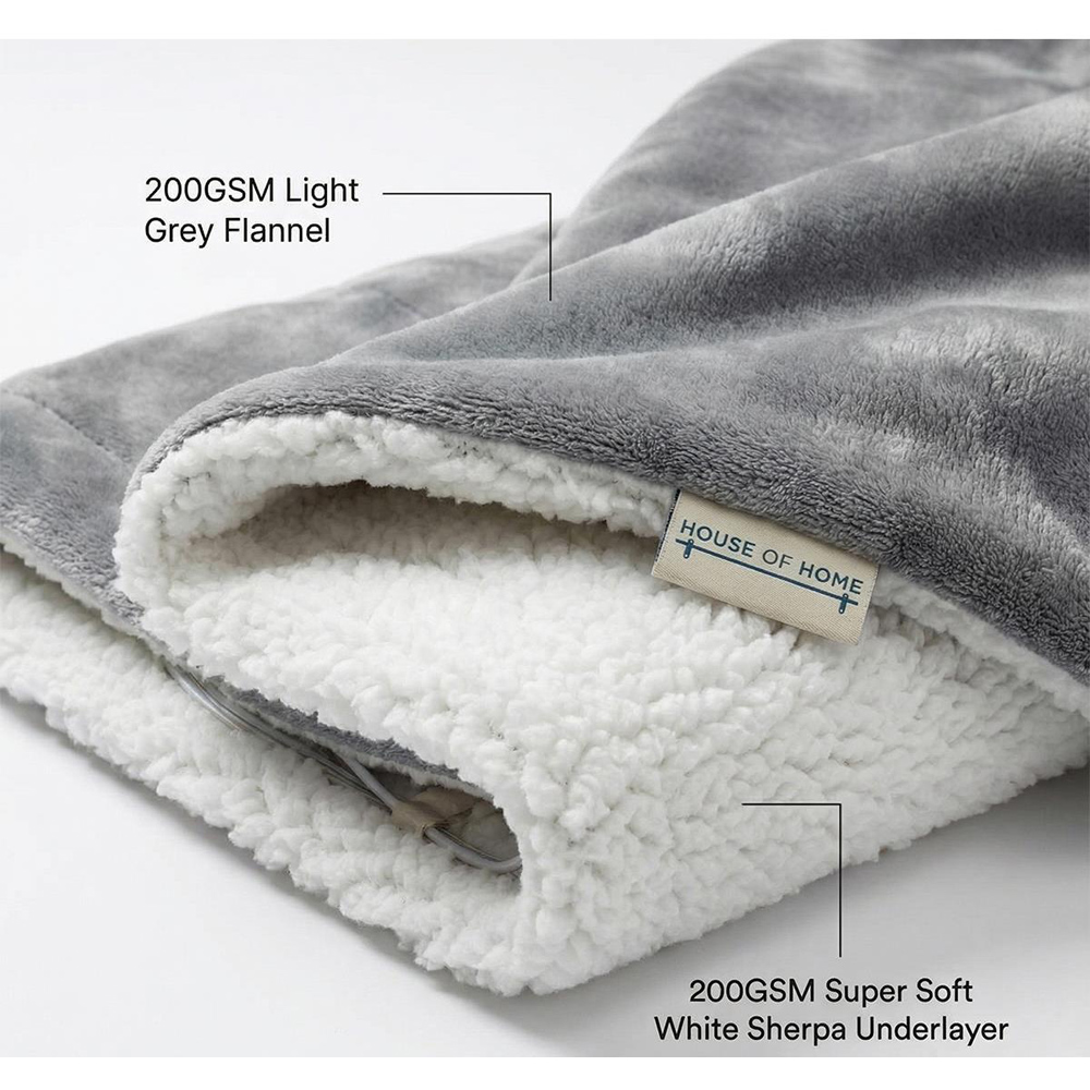 House Of Home Light Grey Soft Fleece Heated Blanket 180cm Image 5