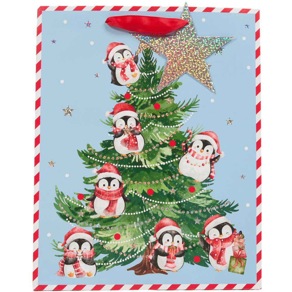 Large Festive Penguins Gift Bag Image 4