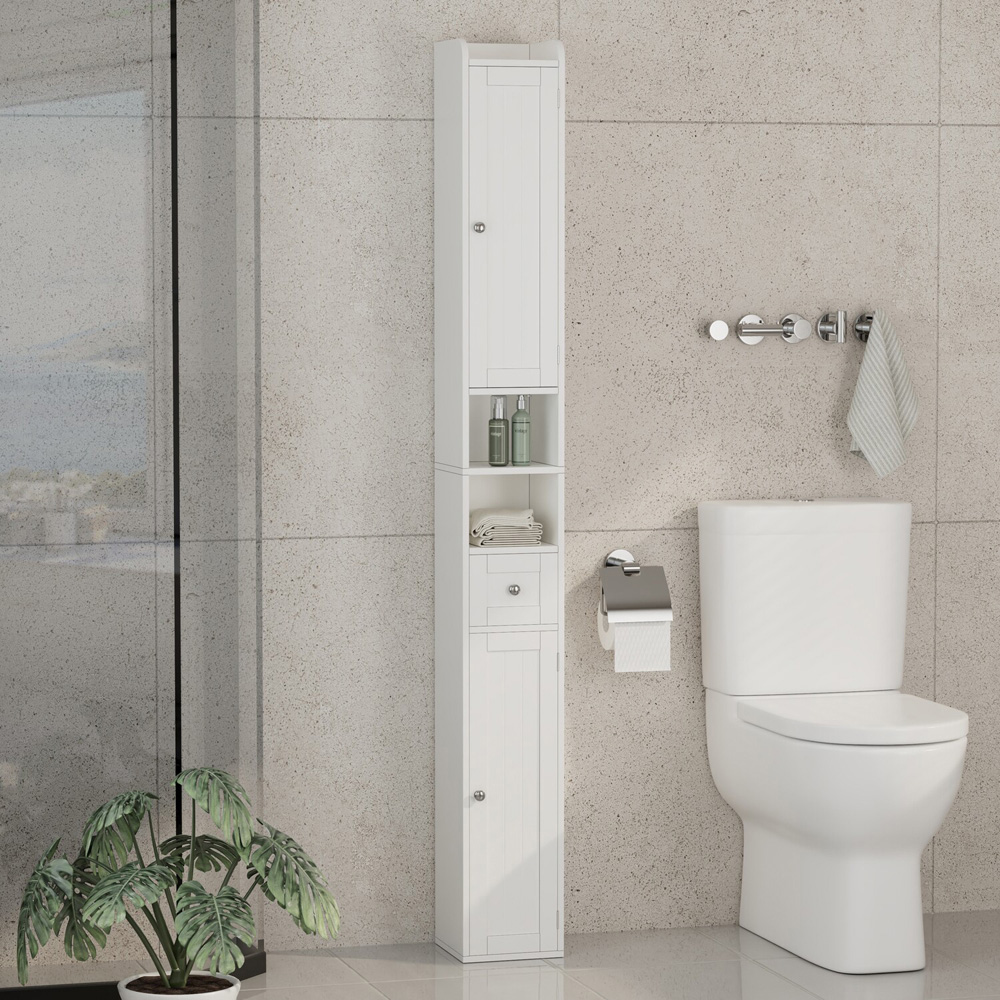 Kingston Tall Bathroom Storage Cabinet White Image 4