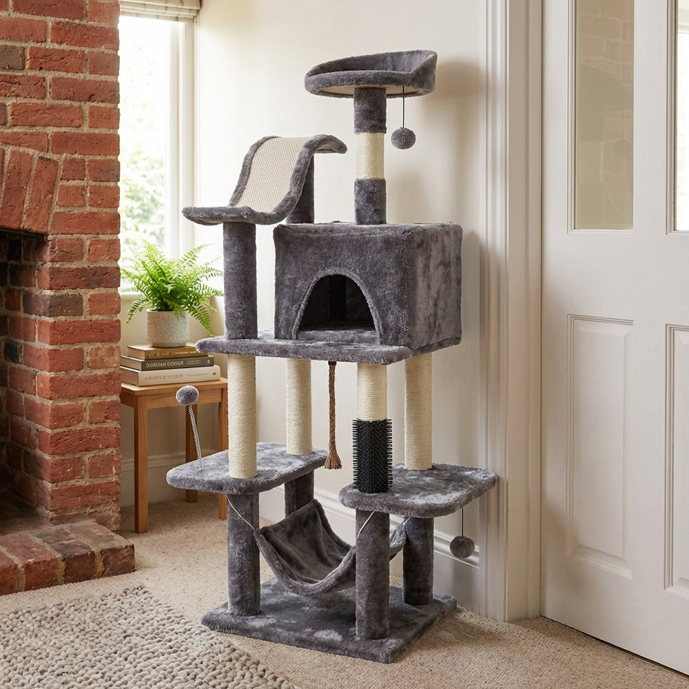 Clever Paws Deluxe Cat Activity Tree - Grey Image 7