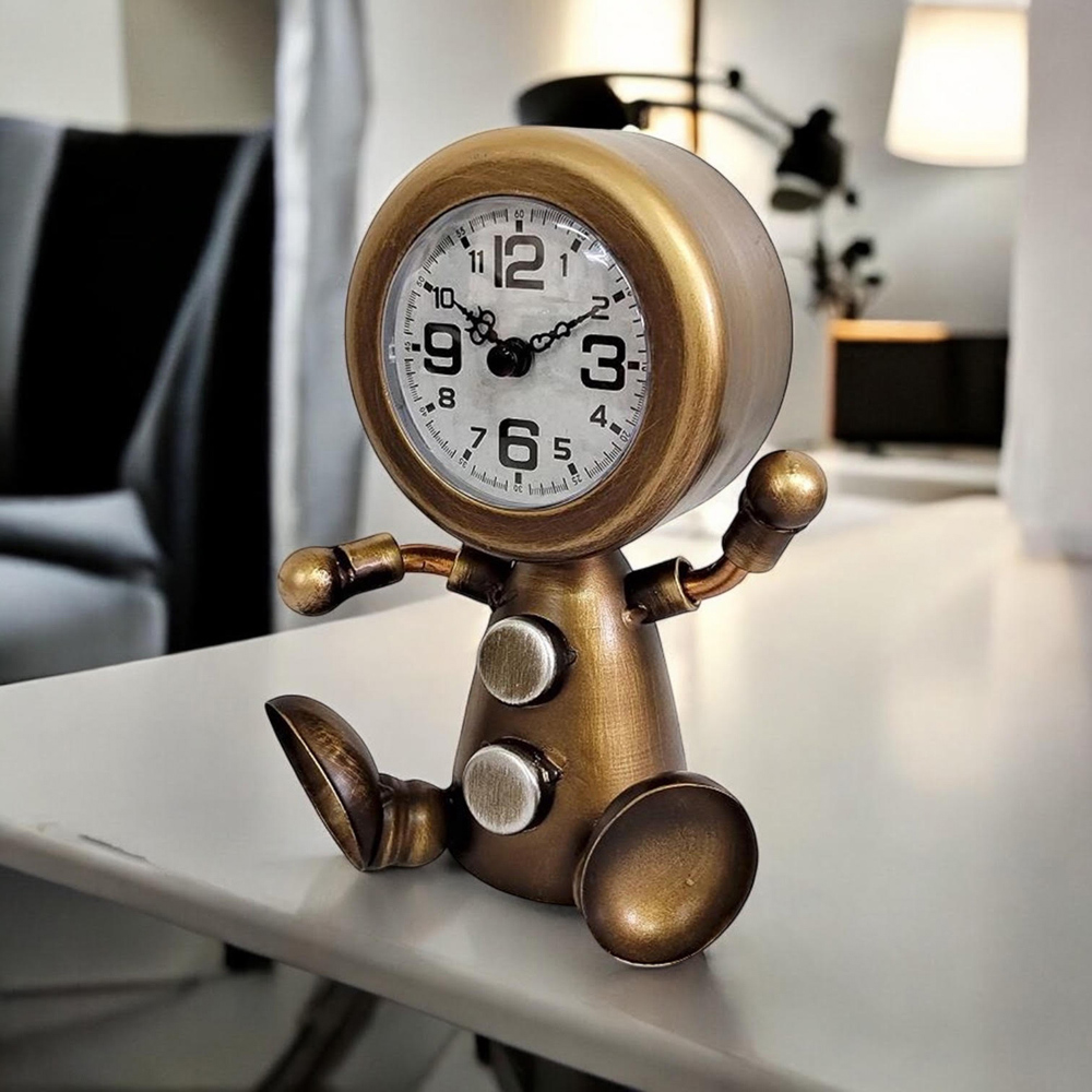 Acacia Home Golden Table Clock with Sitting Body 19cm Image 2