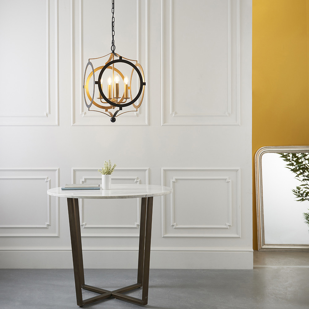 Merano Vicenza Matt Black and Gold 4 Light Pendant Ceiling Light Image 7