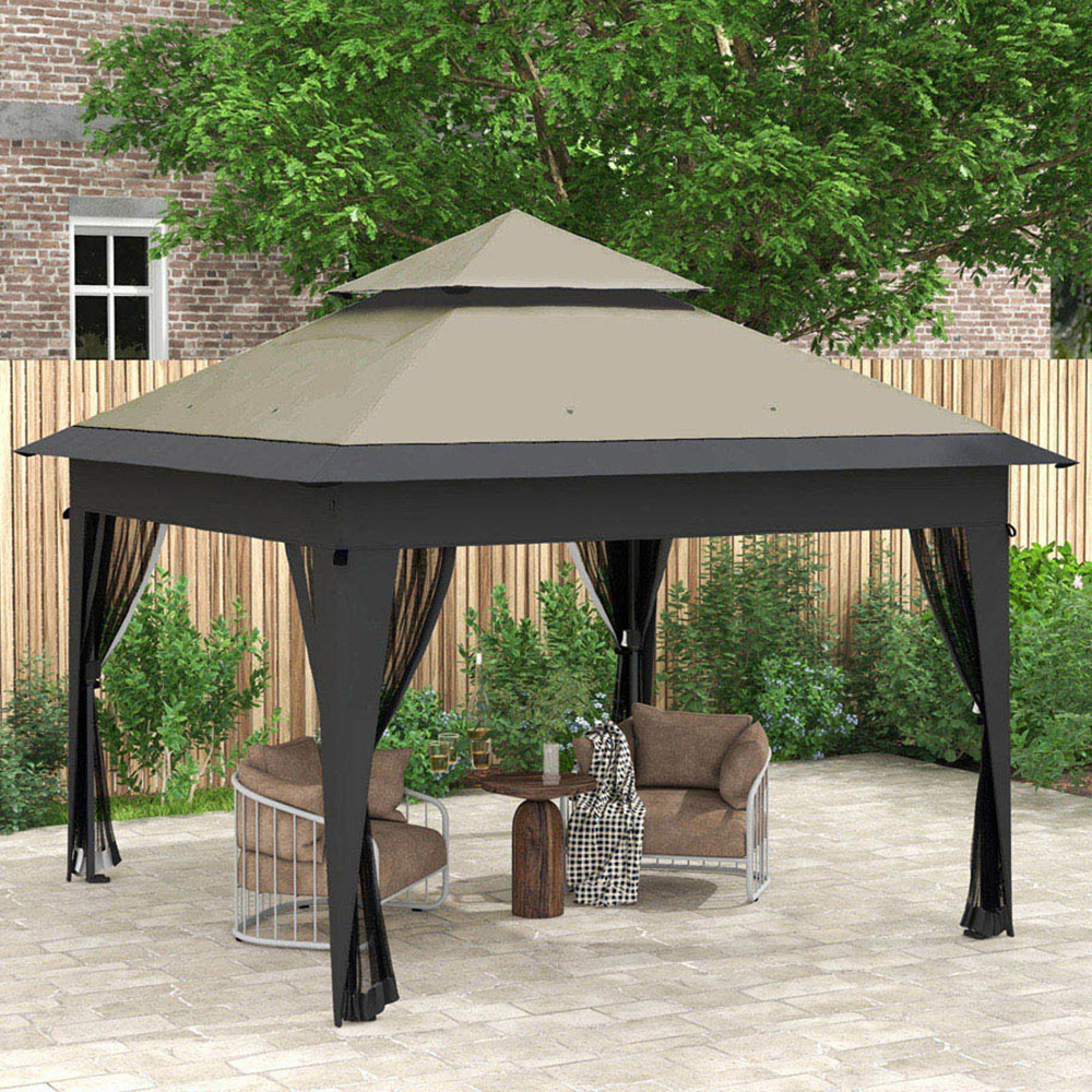 Outsunny 3 x 3m Grey Marquee Party Tent Pop Up Gazebo Image 1