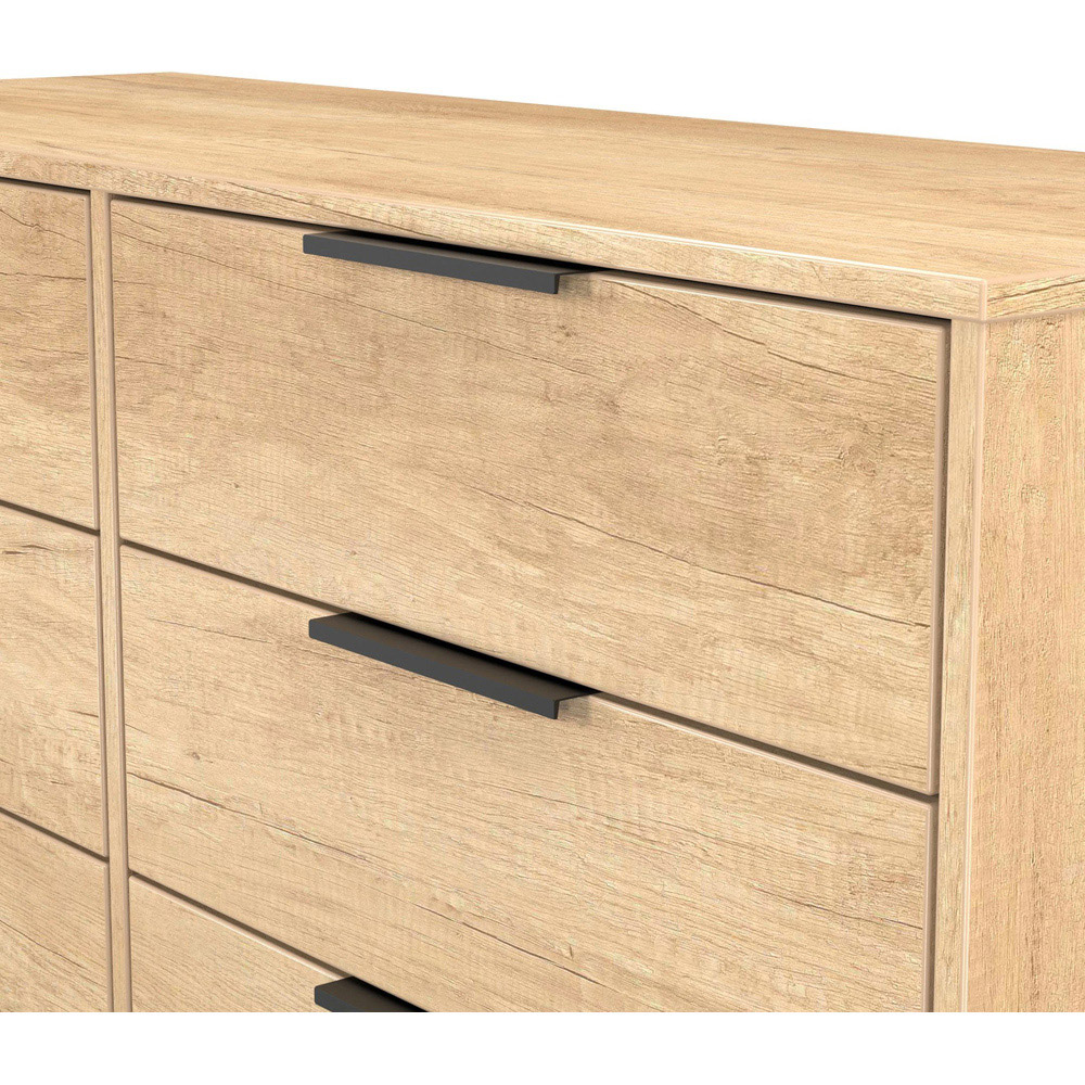 Crowndale Hong Kong 6 Drawer Nebraska Oak Wide Chest of Drawers Ready Assembled Image 5