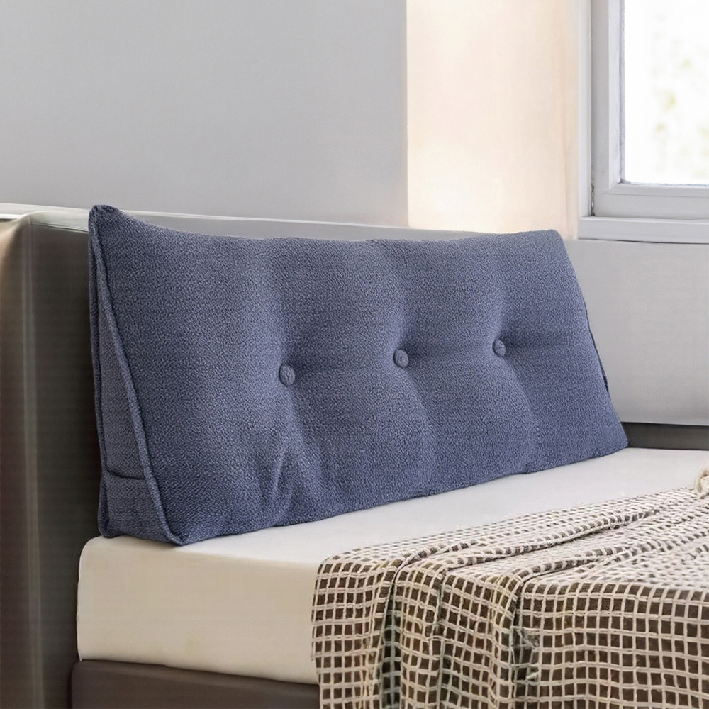 Living and Home Slate Blue Wedge Headboard Pillow with Side Pocket 100 x 50cm Image 7