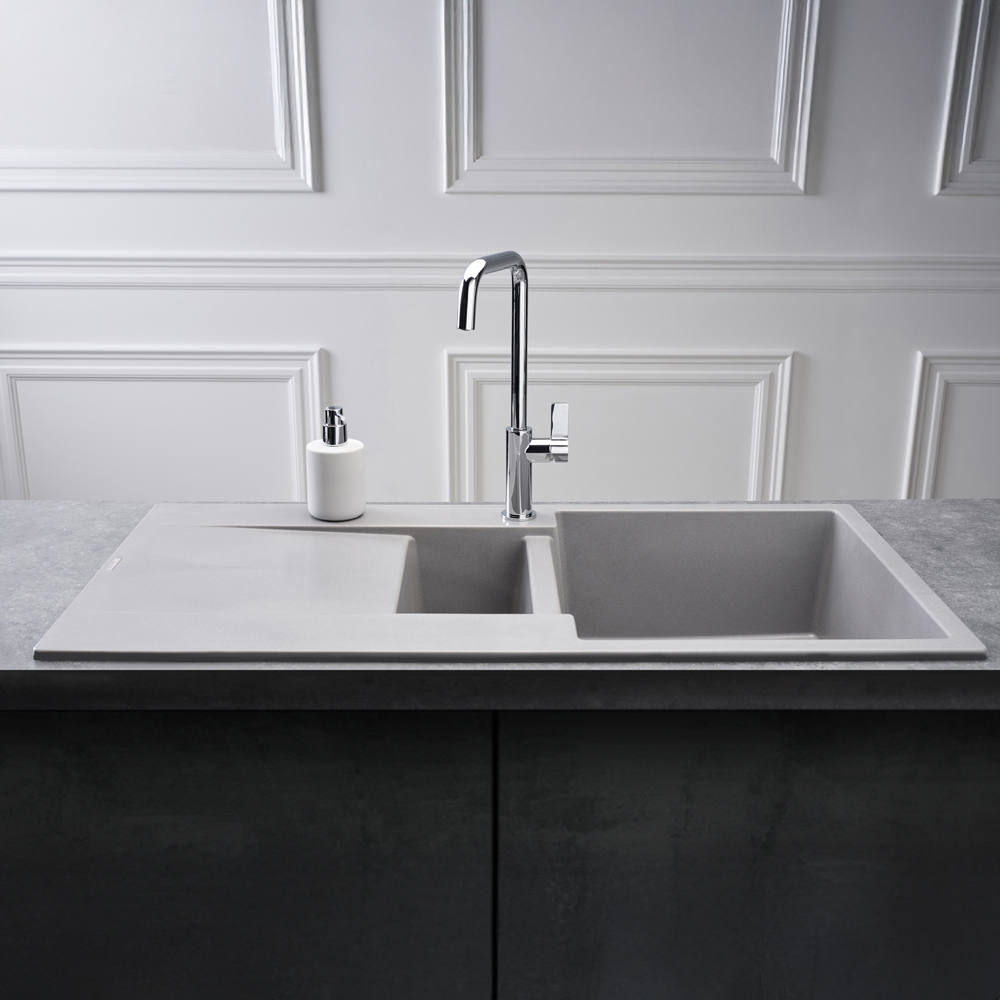 Reginox Amsterdam 15 GS Grey Silvery 1.5 Bowl Granite Sink 500 x 1000mm Image 2