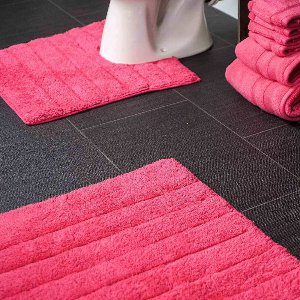 Allure Bath Fashions Hot Pink Ribbed Bath Mat and Pedestal Mat Set 2 Piece Image 2