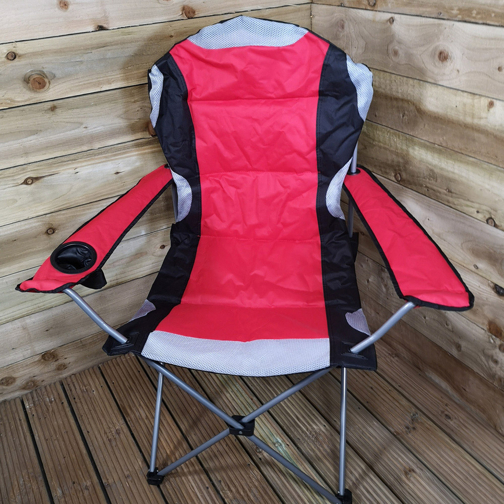 Samuel Alexander Red Luxury Padded Folding Camping Chair Image 2