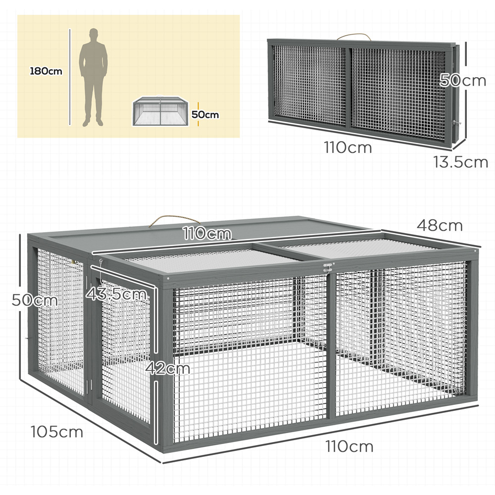 PawHut Grey Wooden Small Animal Hutch Image 7