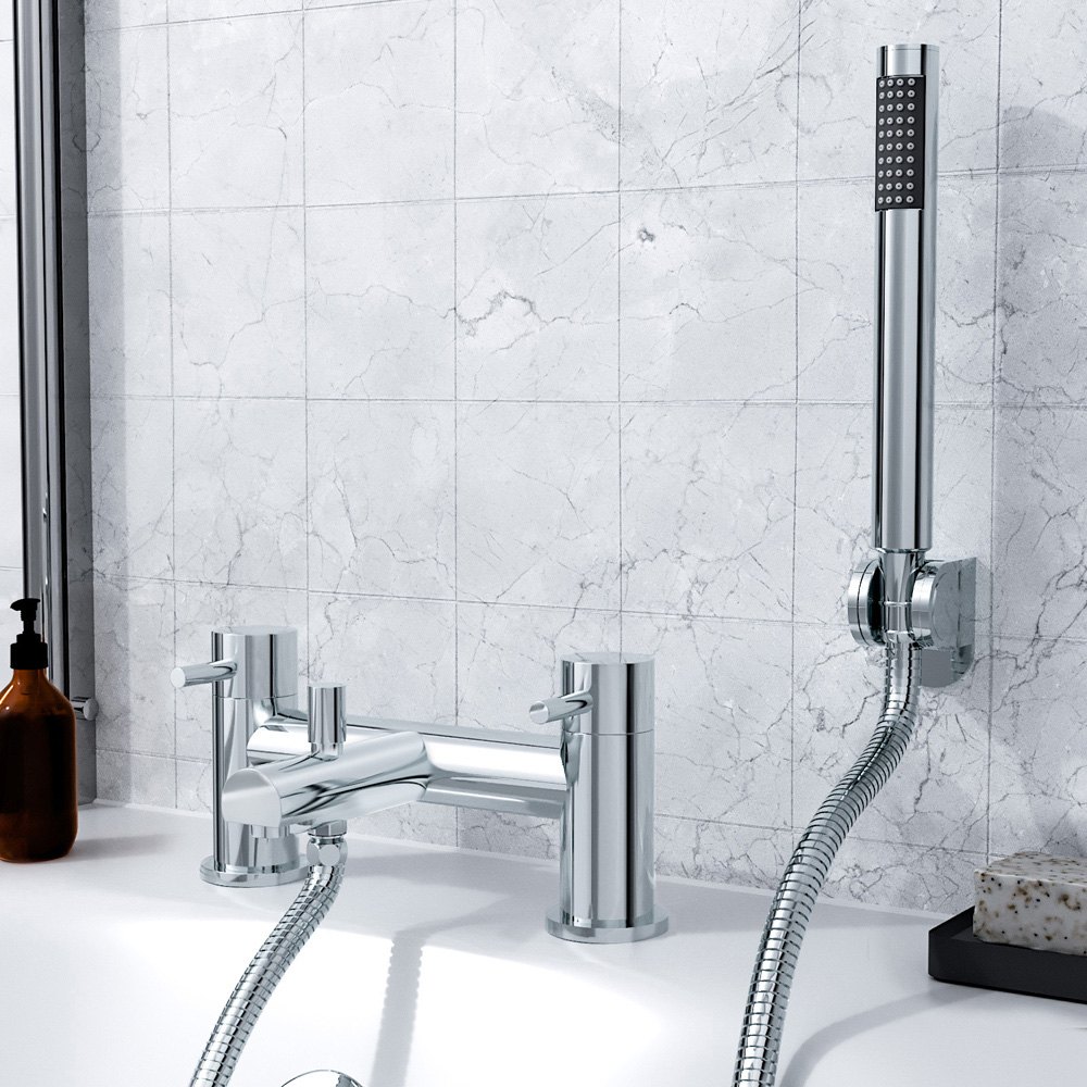 Nes Home Blossom Chrome Bath Shower Mixer and Basin Mono Tap with Waste Image 2