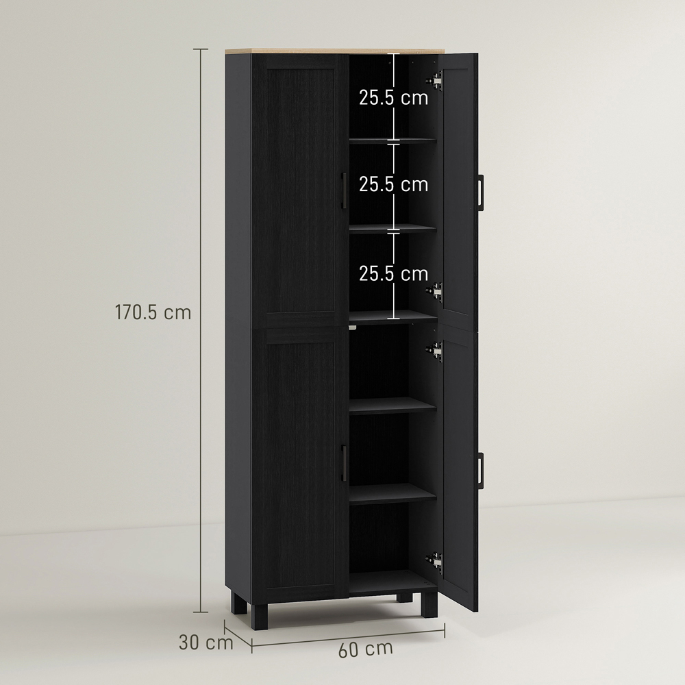 HOMCOM 4 Door Black Kitchen Storage Cabinet Image 9