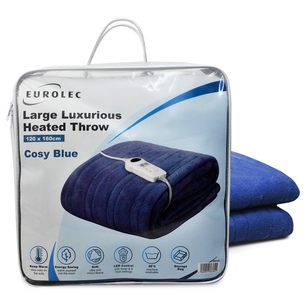 Eurolec Cosy Blue Electric Heated Throw Blanket 120 x 160cm Image 4