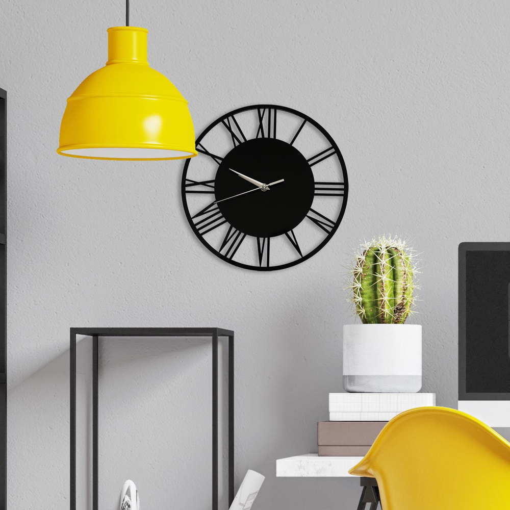 Walplus Black Acrylic Gloss Roman Wall Clock 30cm Image 8