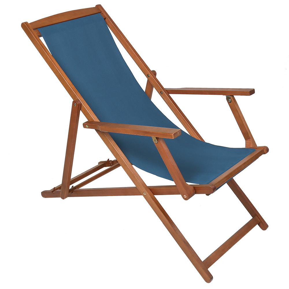 Charles Bentley Teal Wooden Deck Chair Image 2