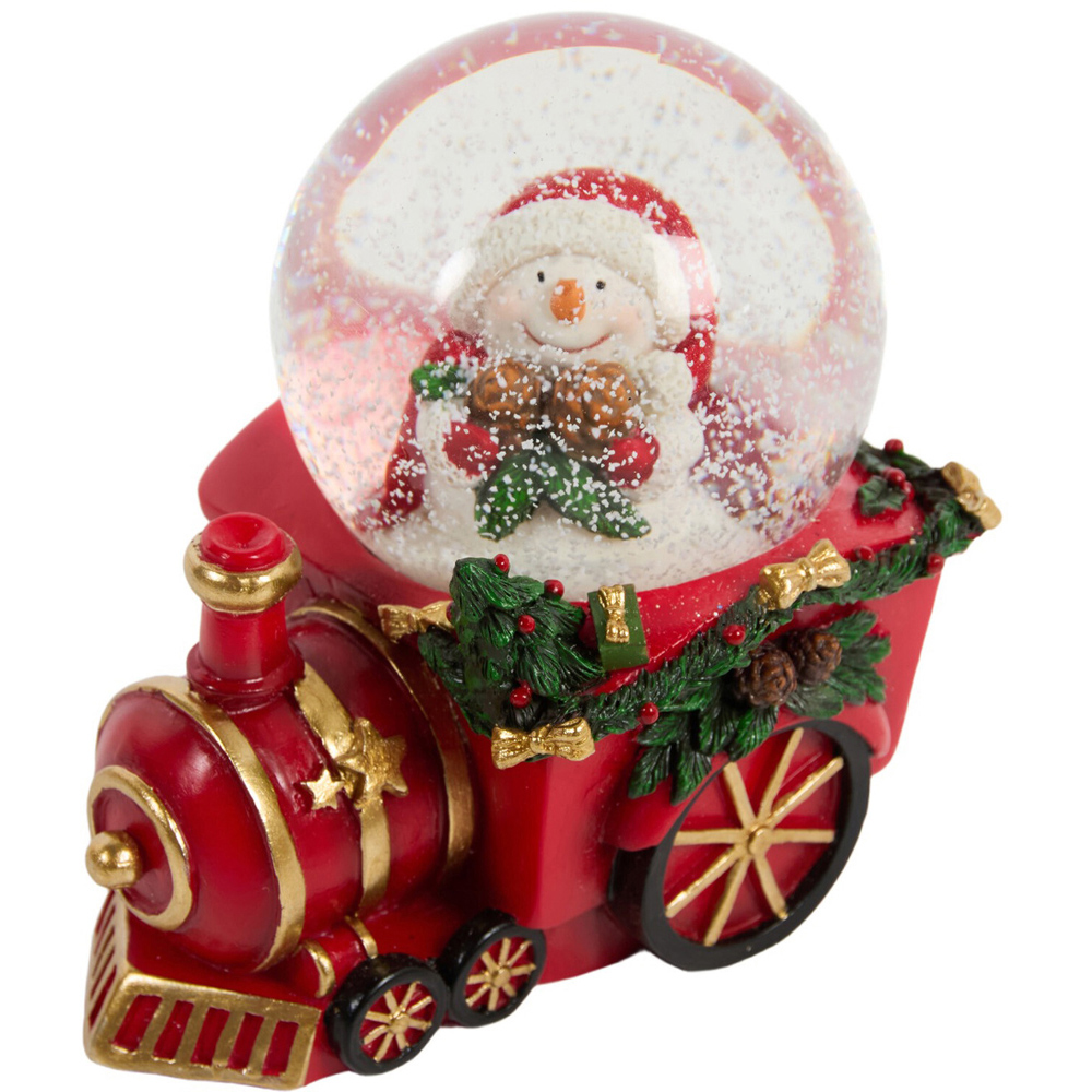 Santa Snowman Train Snow Globe Image 3