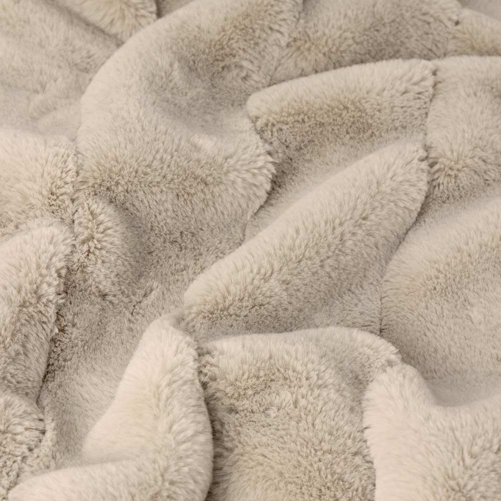 Paoletti Empress Oatmeal Faux Fur Reversible Throw 140 x 200cm Image 3
