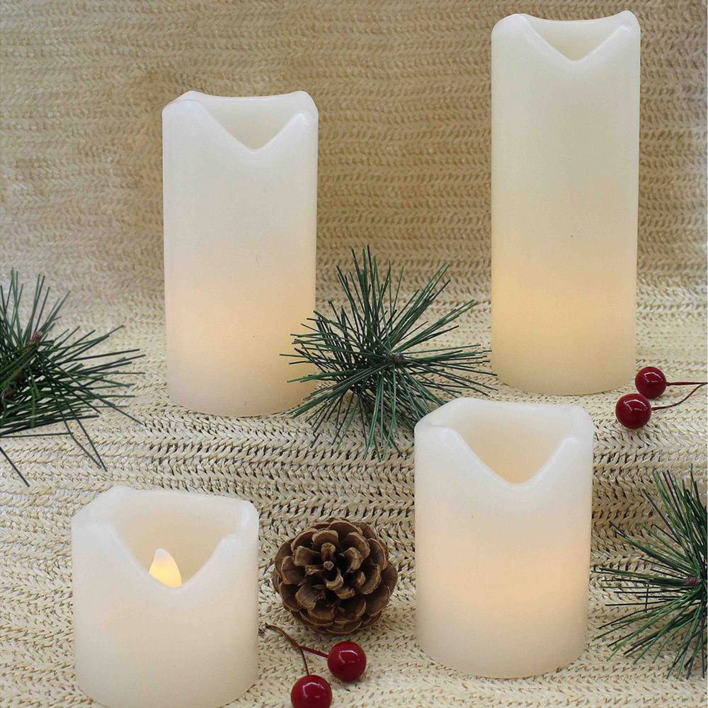 Avilo Cream Flameless LED Pillar Candle 4 Piece Image 2