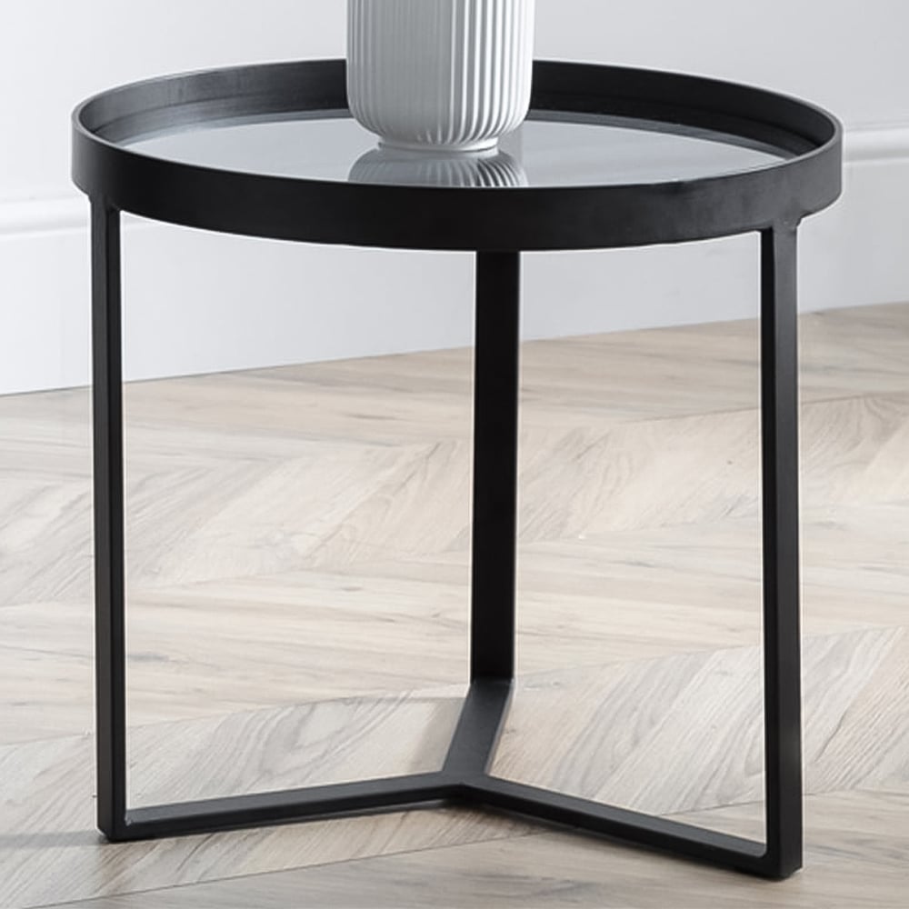 Julian Bowen Loft Smoked Glass Lamp Table Image 1