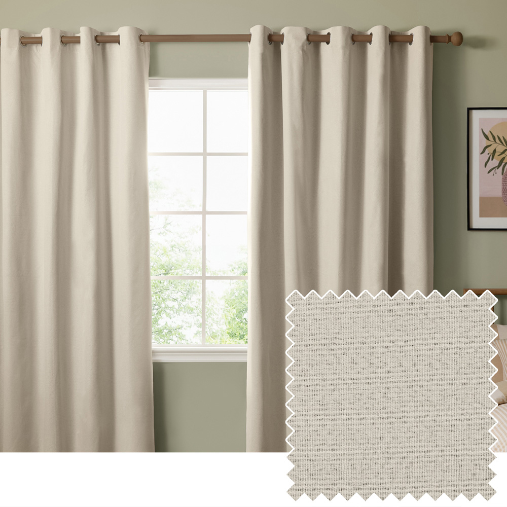 Furn The Ultimate Ecru Textured Woven Blackout Eyelet Curtains 168 x 229cm Image 2