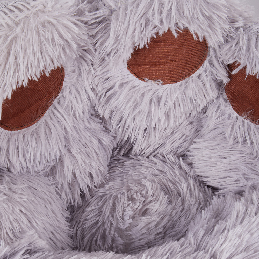 H&O Direct 70cm Grey Cute Paw Plush Snuggle Pet Bed Image 3