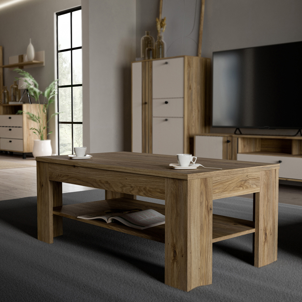 Florence Grafton Single Shelf Oak Coffee Table Image 5