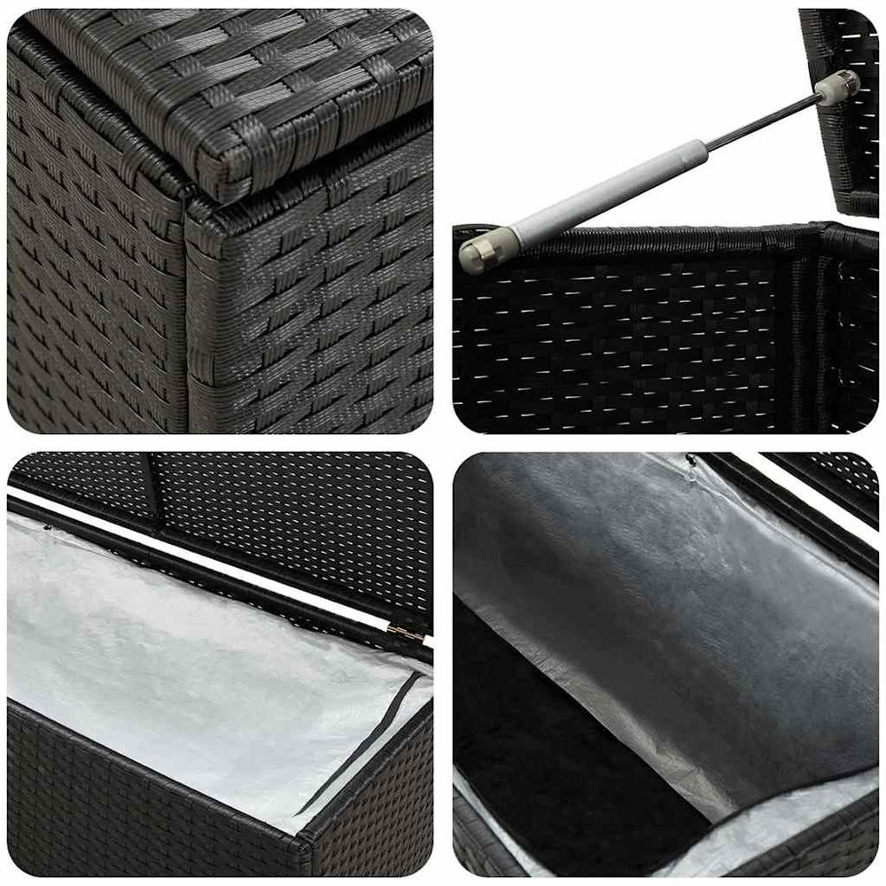 Walplus 200 x 50 x 60cm Black Poly Rattan Garden Storage Box Image 7