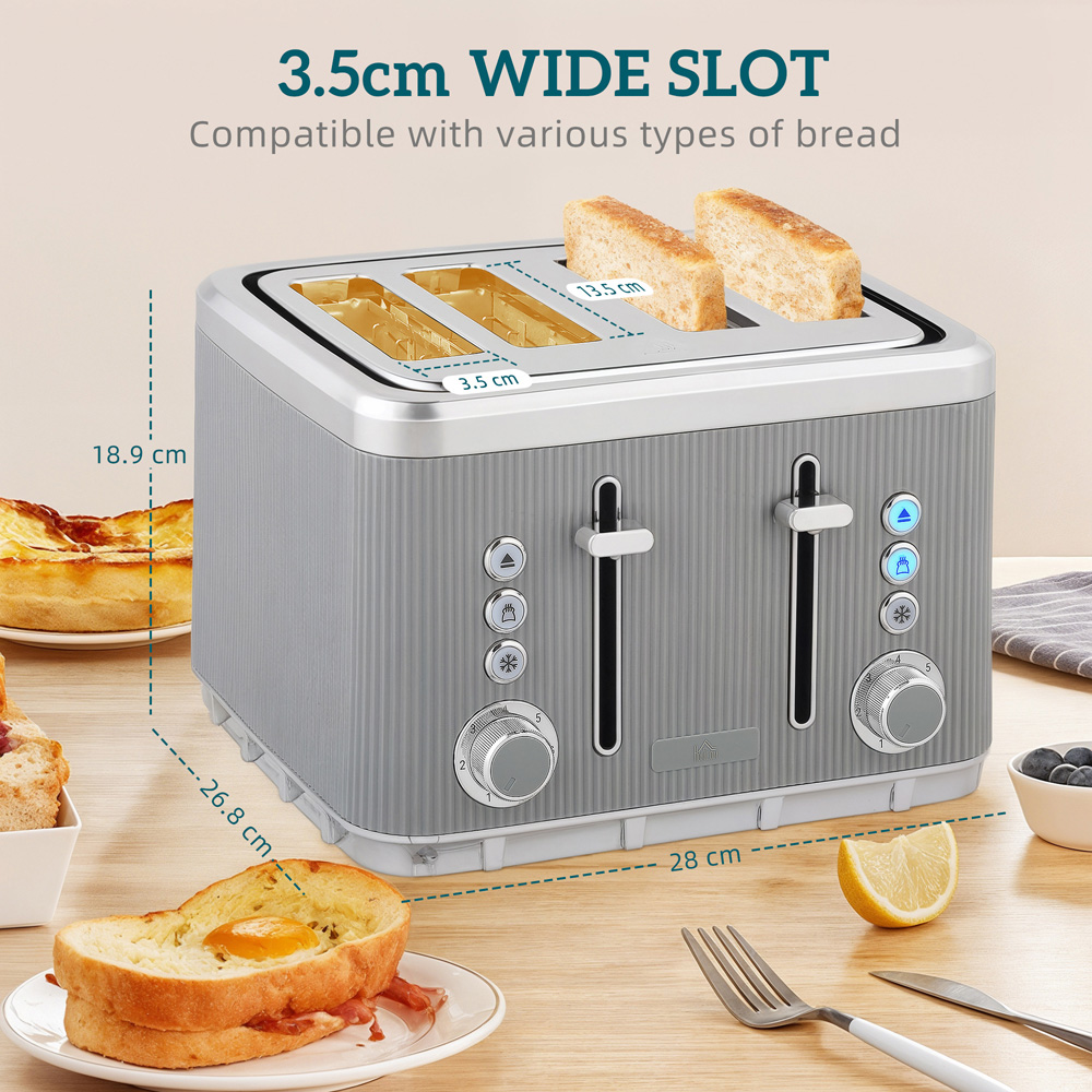 HOMCOM 800-266V70TN Tan 1.7L Rapid Boil Kettle 3000W and 4 Slice Toaster Set Image 9
