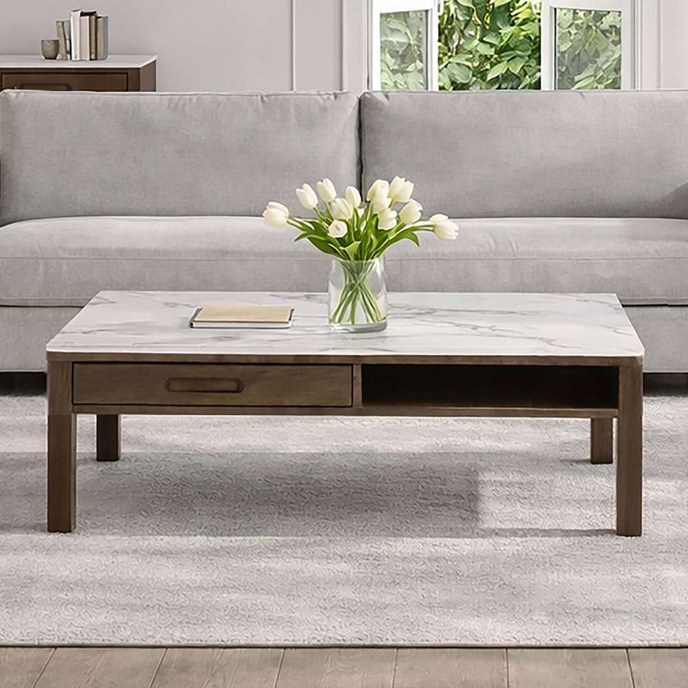 Florence Southampton Single Drawer Single Shelf Cream Ceramic Coffee Table Image 1