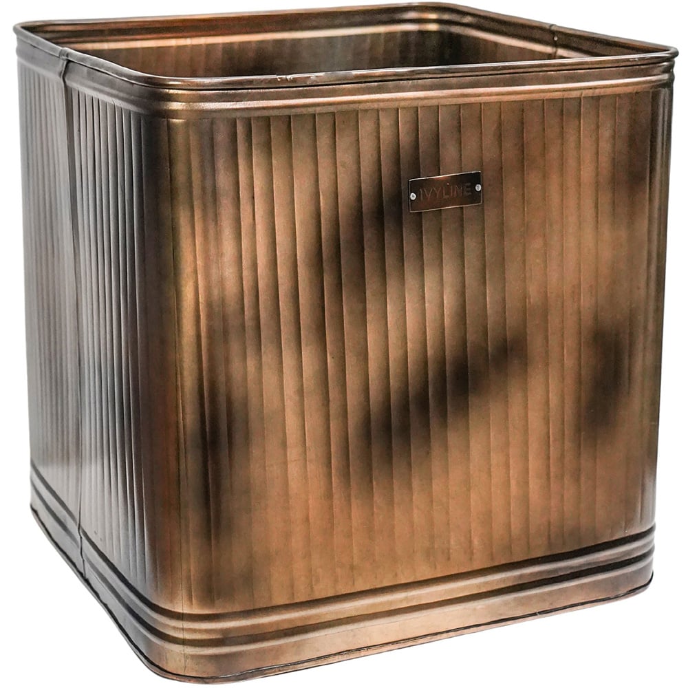Ivyline Hampton Square Copper Metal Planter 45 x 44cm Image 1