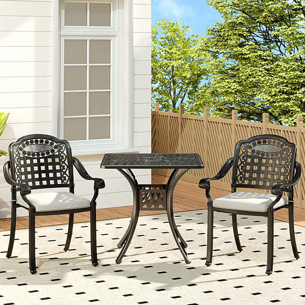 Living and Home 3 Seater Black Square Bistro Set Image 1