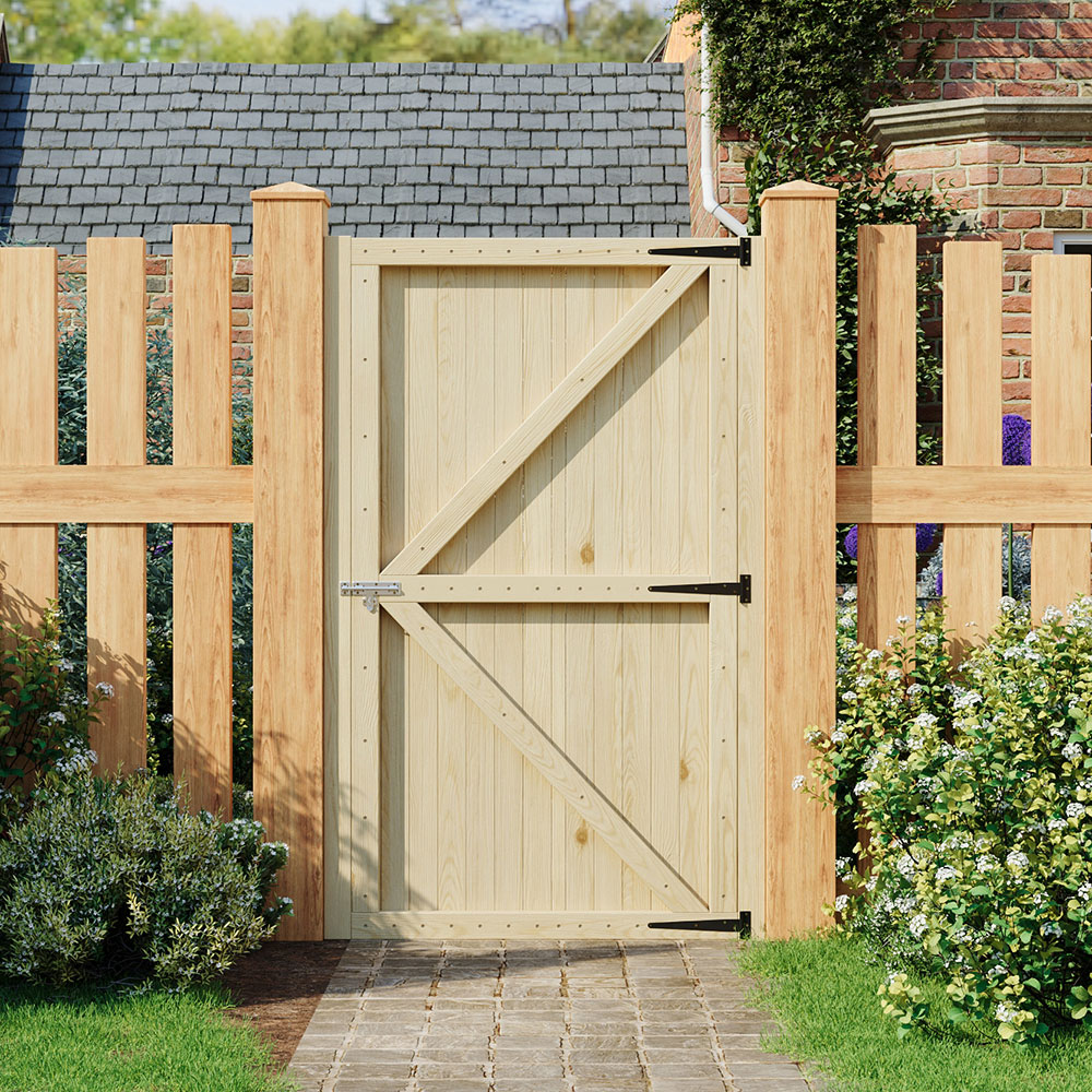 Living and Home Sturdy Wooden Garden Gate with Latch 99 x 6 x 180cm Image 2