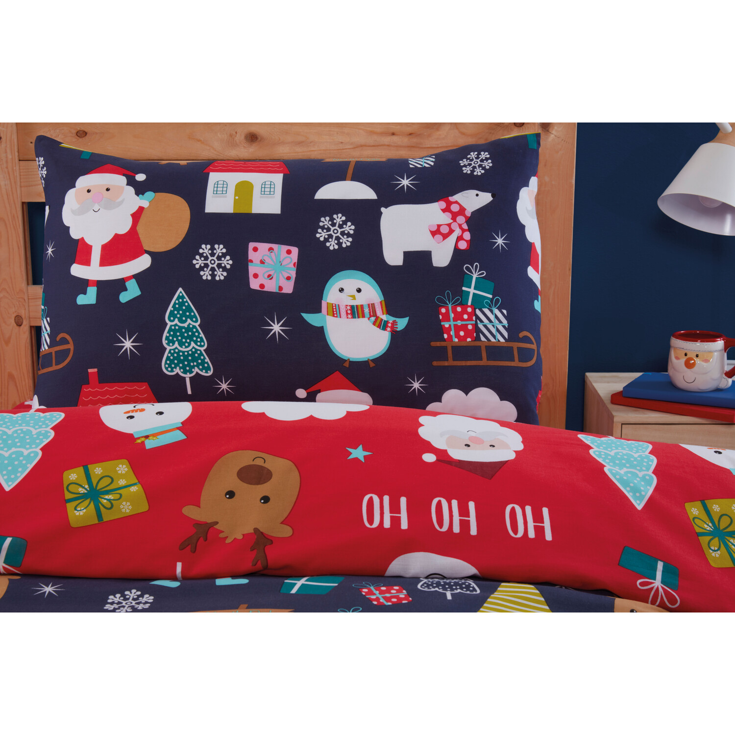 Santa and Friends Duvet Cover and Pillowcase Set - Navy Image 3