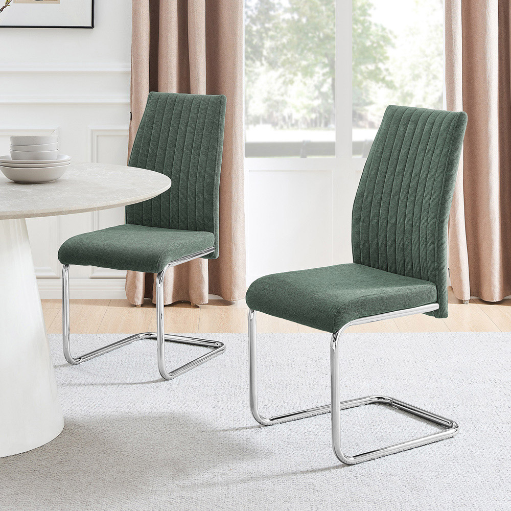 Furniturebox Fontana Set of 2 Green and Silver Dining Chair Image 9