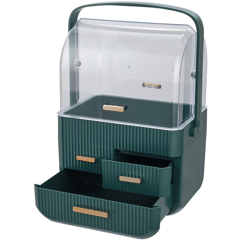 Living and Home 3 Drawer Makeup Storage Organiser with Transparent Lid and Handle Image 4