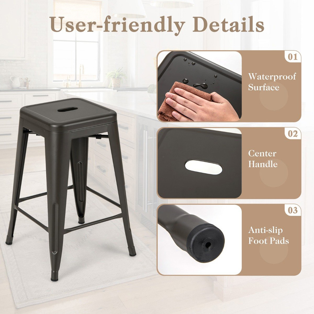 Costway Gun Metal Nesting Bar Stool Set of 4 Image 7