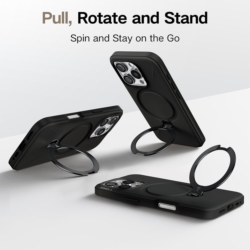 Torras Ostand Spin Black iPhone 16 Pro Max Fusion Phone Case Image 5