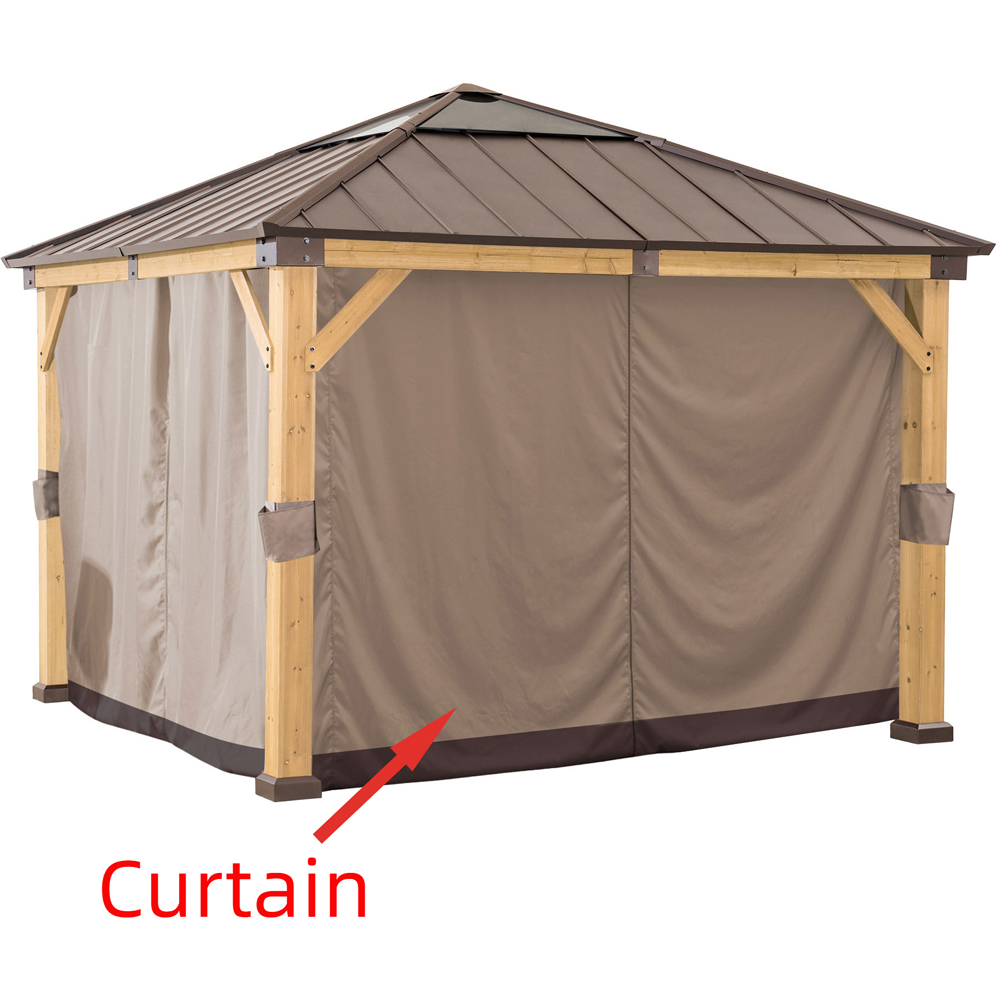 Sunjoy 3.3 x 3.3m Khaki Accessory Curtain for Wood Gazebo (Gazebo Not Include) Image 2