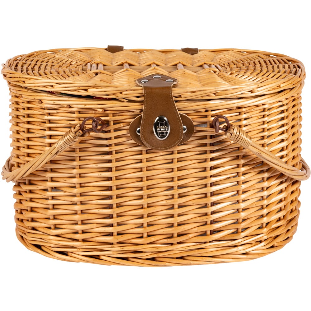 Summerhouse by Navigate Navy Strawberries and Cream Wicker Basket Picnic Hamper Image 1