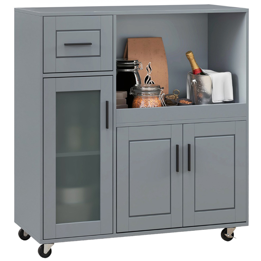 Costway 3 Door Single Drawer Single Shelf Grey Kitchen Island Trolley Image 1